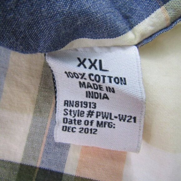 Paper Denim and Cloth Blue Plaid Button Up Western Shirt XXL Pearl Snap Pockets - Picture 9 of 11